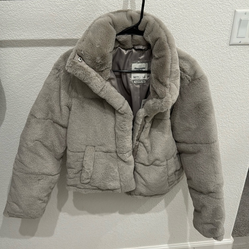 NWT Grey Fur Puffer from Abercrombie & Fitch